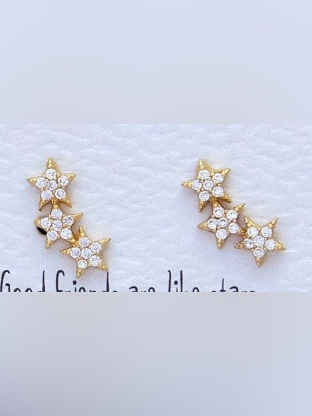 NATURAL LIFE Gold Star Trio Cubic Zirconia Ear Climbers - Picture 2 of 2